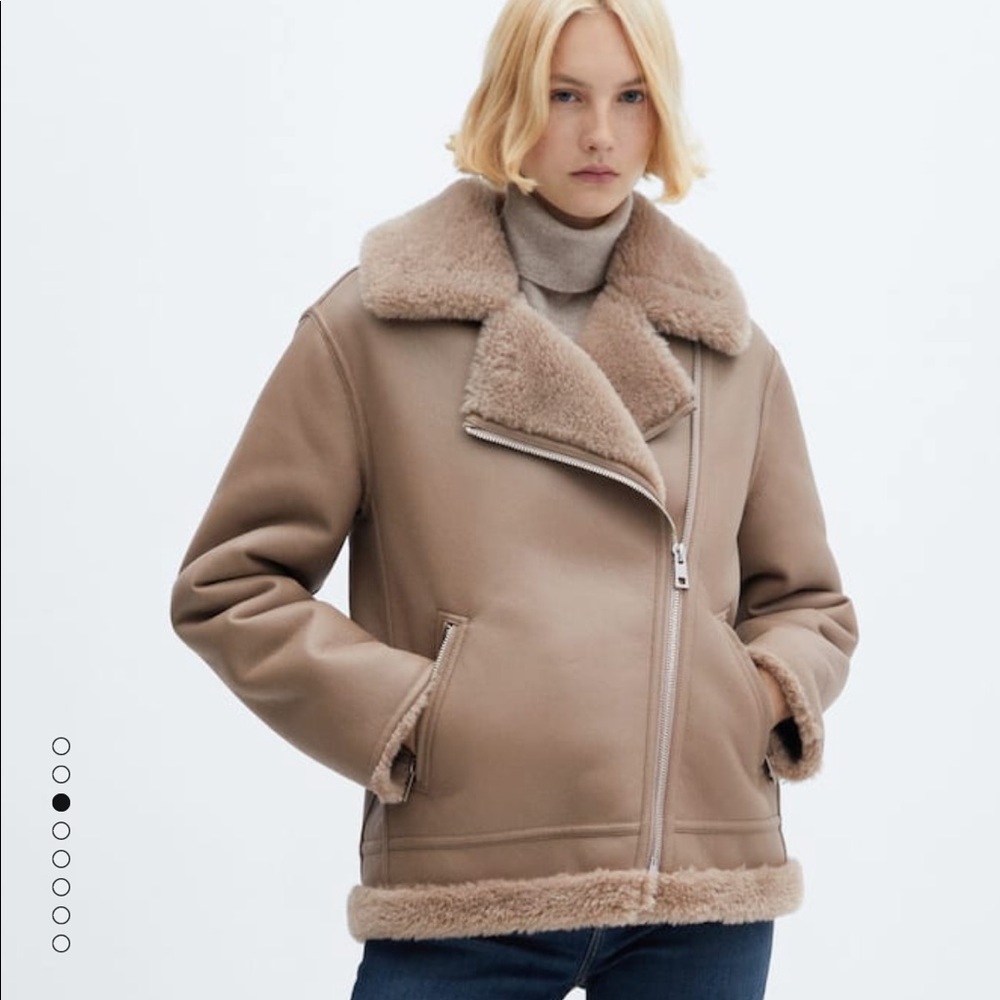 Mango shearling aviator jacket. New with tags.